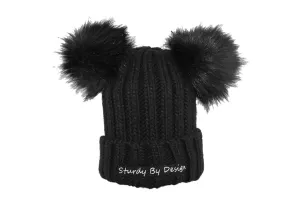 Double Pom Pom Beanie Black