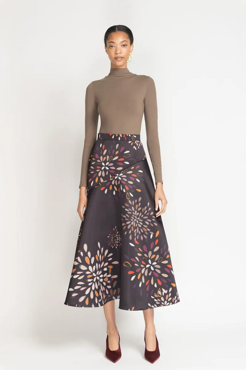 Double-Satin Sashi Print Skirt