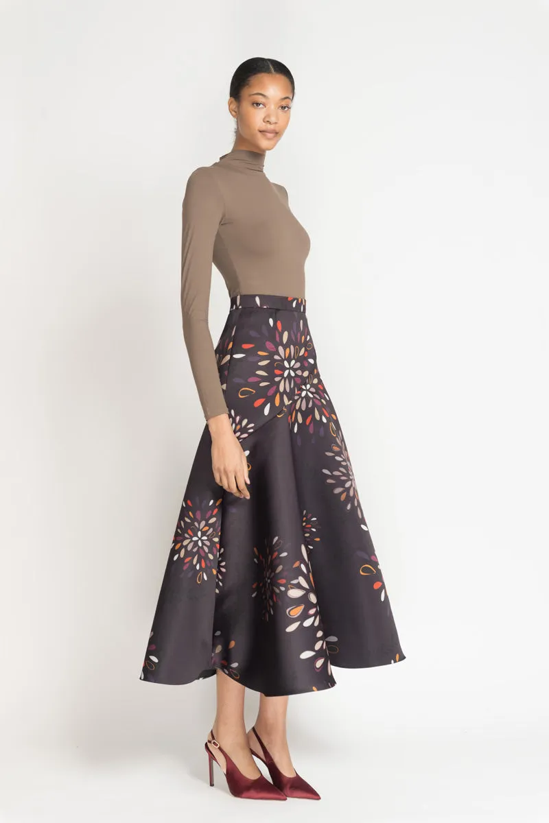Double-Satin Sashi Print Skirt