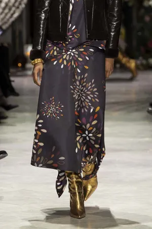 Double-Satin Sashi Print Skirt