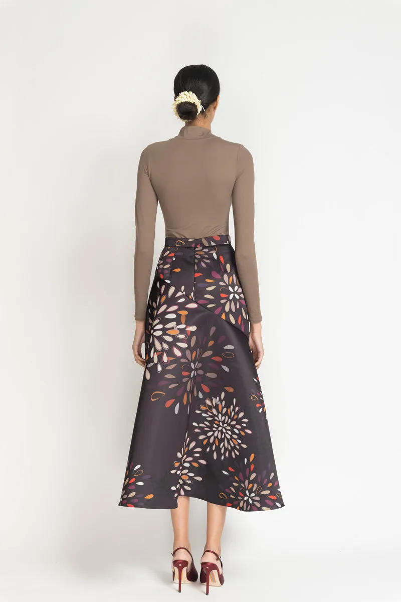 Double-Satin Sashi Print Skirt