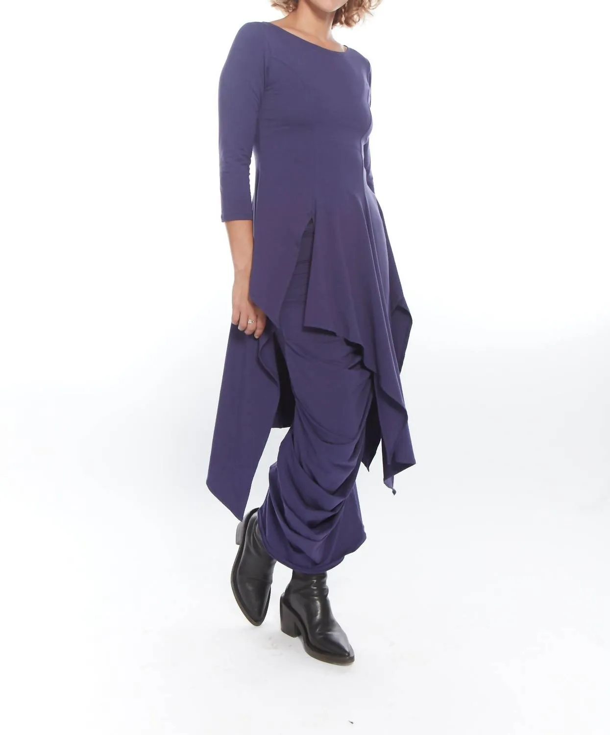 Elise Assymetrical Long Sleeve Top In Ink