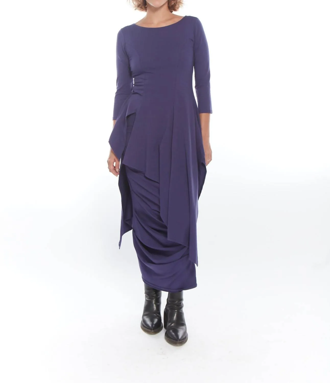 Elise Assymetrical Long Sleeve Top In Ink