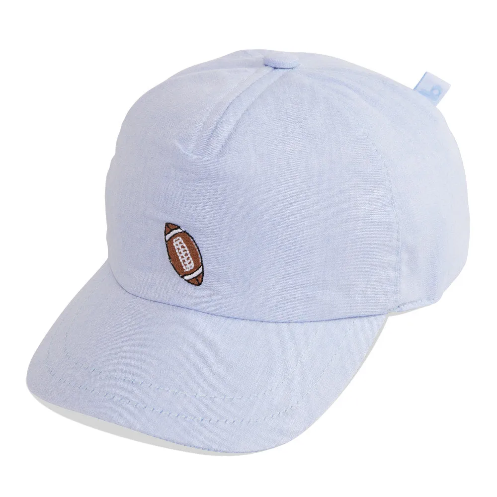 Embroidered Baseball Hat -- Blue Chambray w/ Football