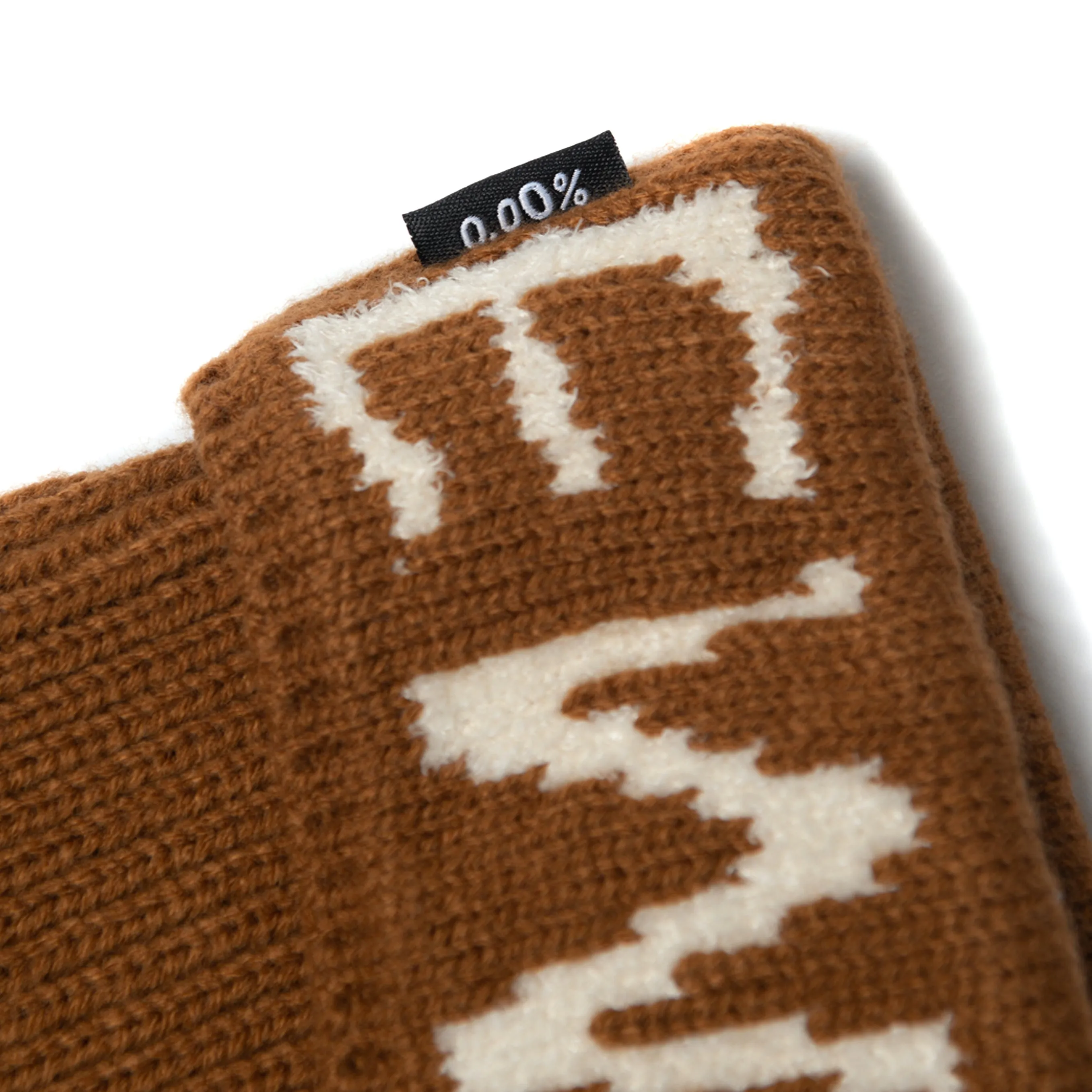 Empty Your Mind Knit Fold Beanie Cardboard Brown