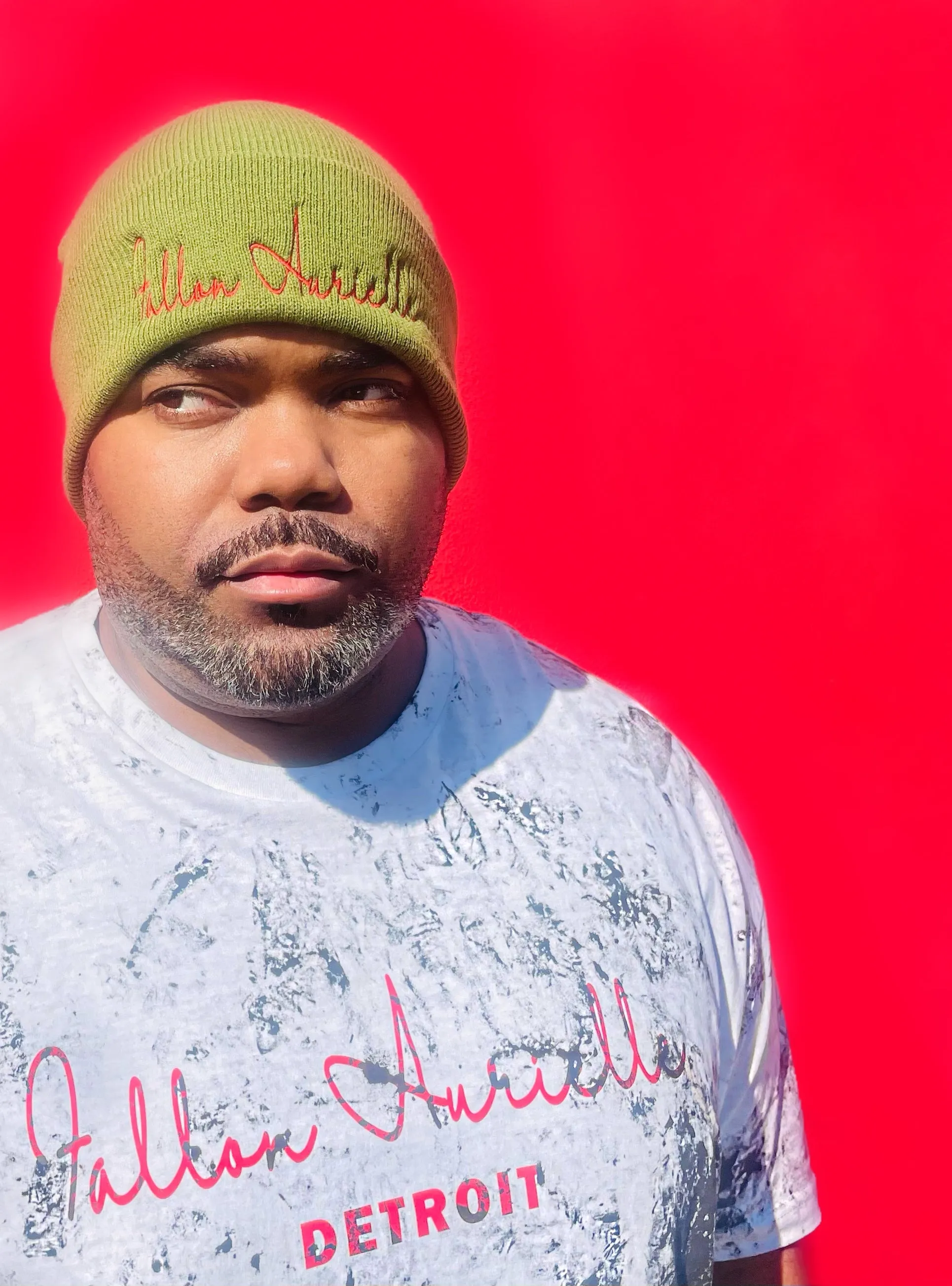 Fallon Aurielle Signature Beanie Hat (Olive Green & Red)