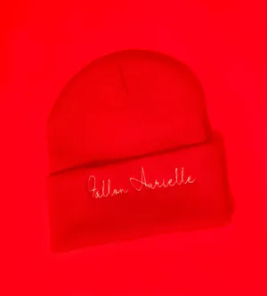 Fallon Aurielle Signature Beanie Hat (Red & White)