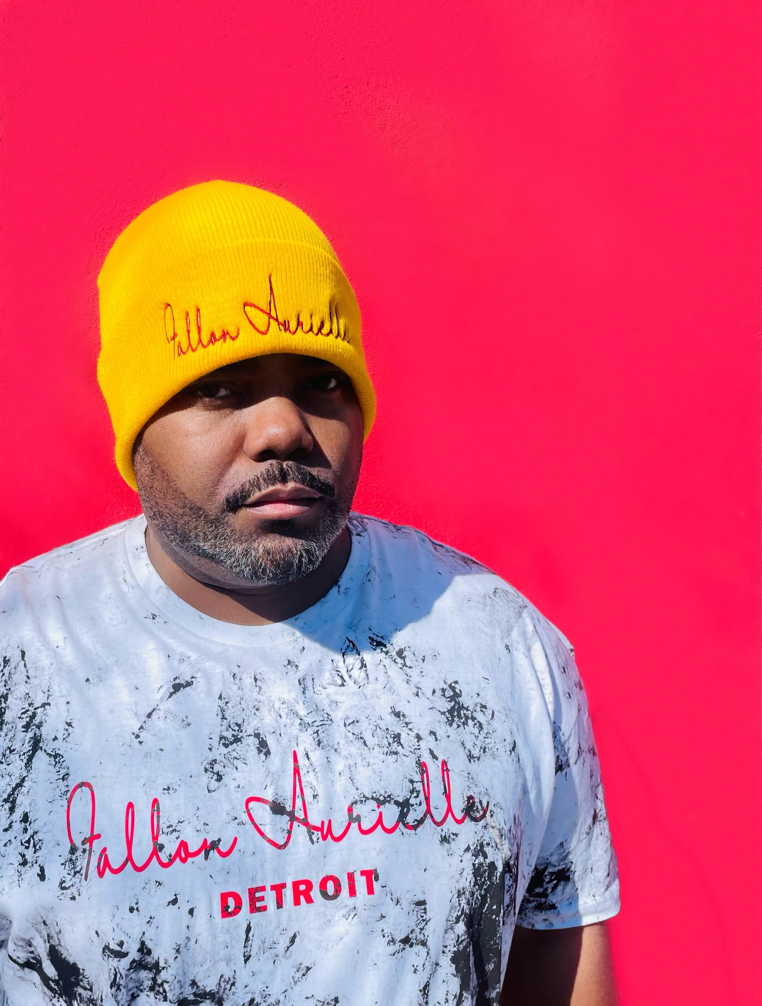 Fallon Aurielle Signature Classic Beanie Hat (Mustard Yellow & Red)