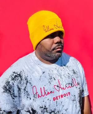 Fallon Aurielle Signature Classic Beanie Hat (Mustard Yellow & Red)