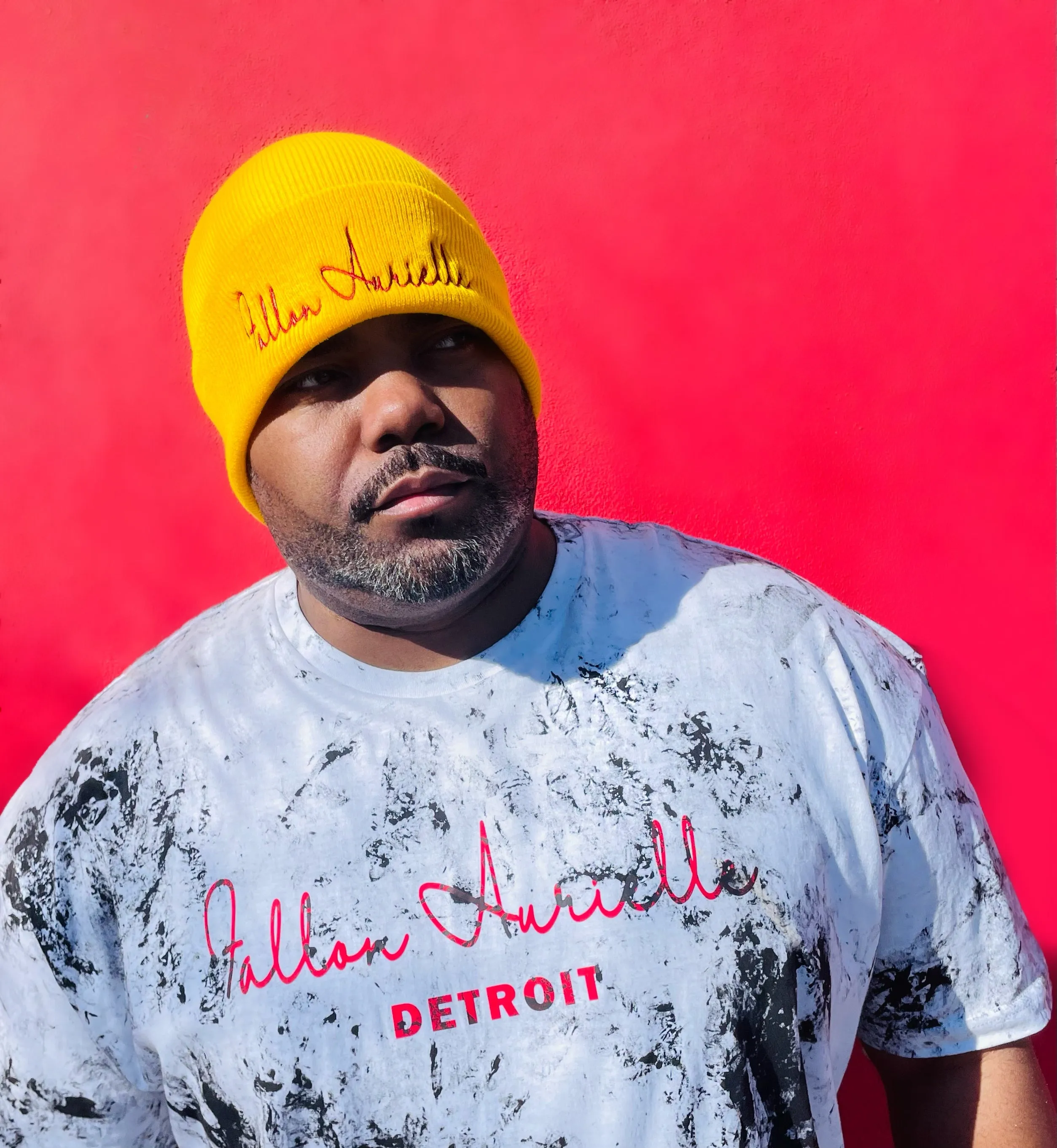 Fallon Aurielle Signature Classic Beanie Hat (Mustard Yellow & Red)