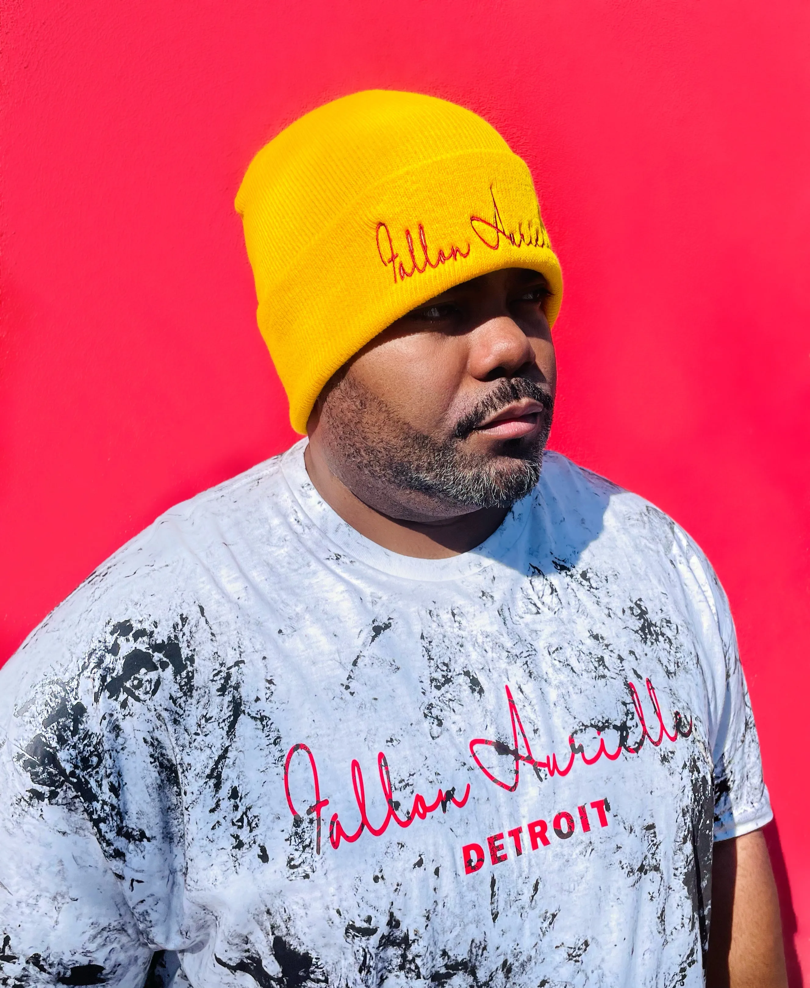 Fallon Aurielle Signature Classic Beanie Hat (Mustard Yellow & Red)