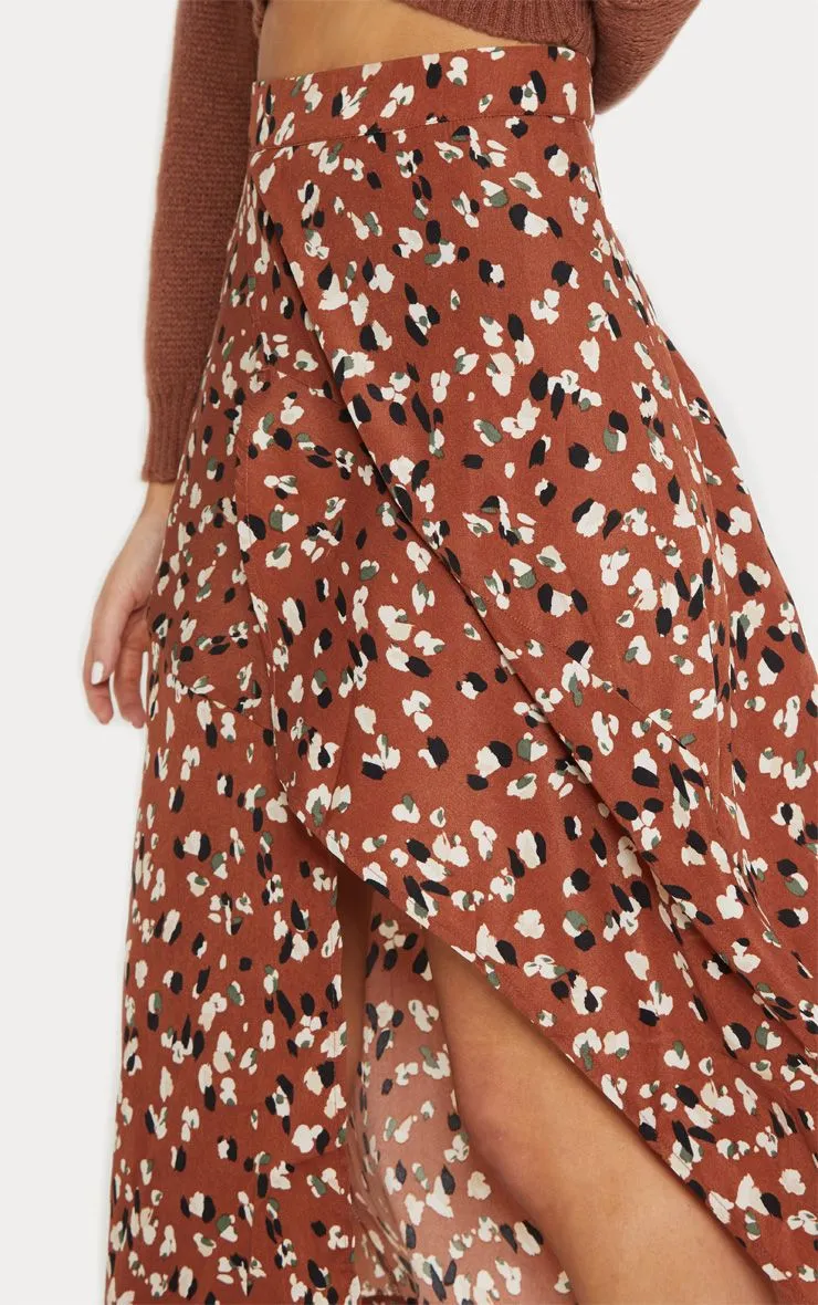 Fashion Irregular Floral High Waist Skirt