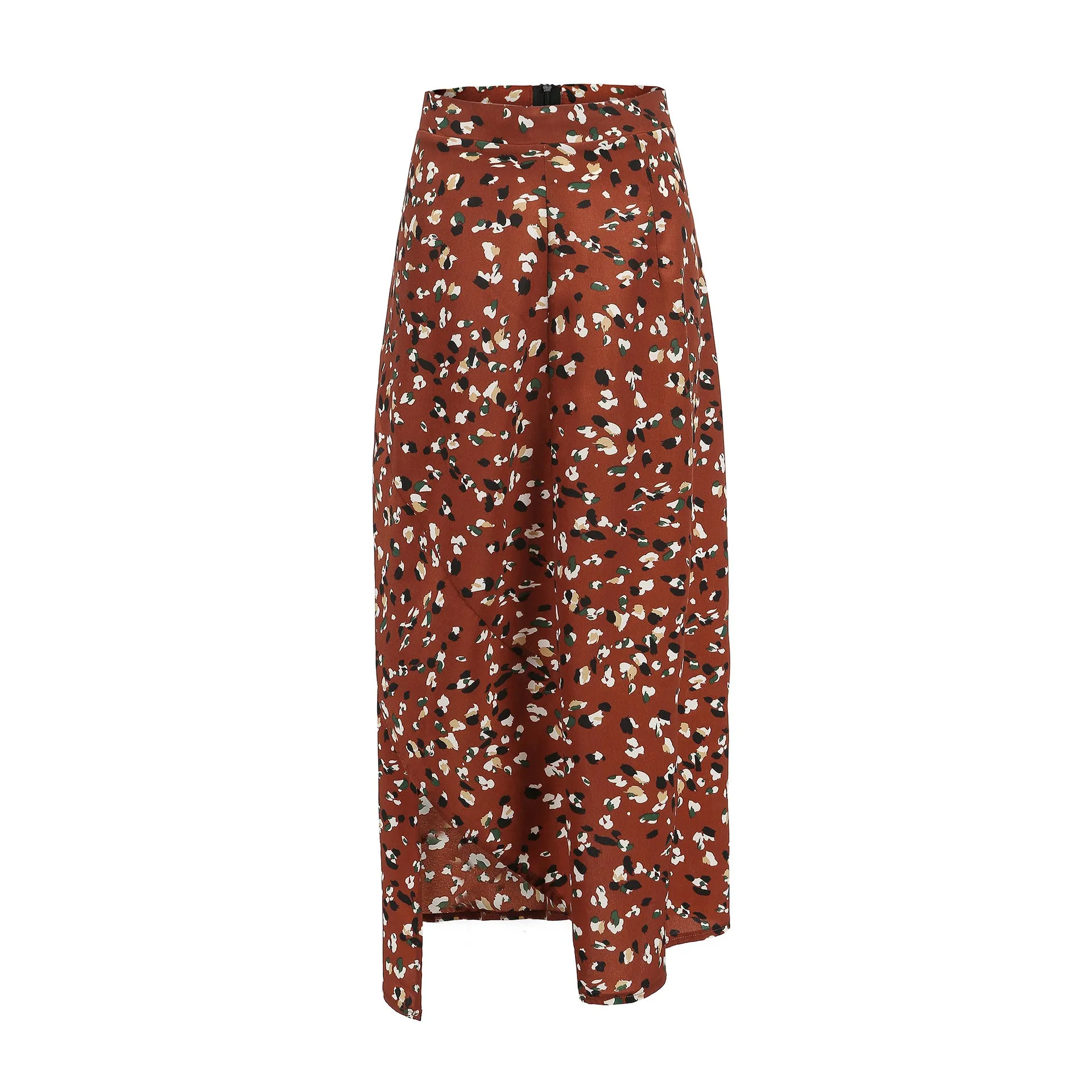 Fashion Irregular Floral High Waist Skirt