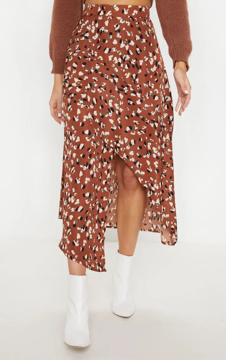 Fashion Irregular Floral High Waist Skirt
