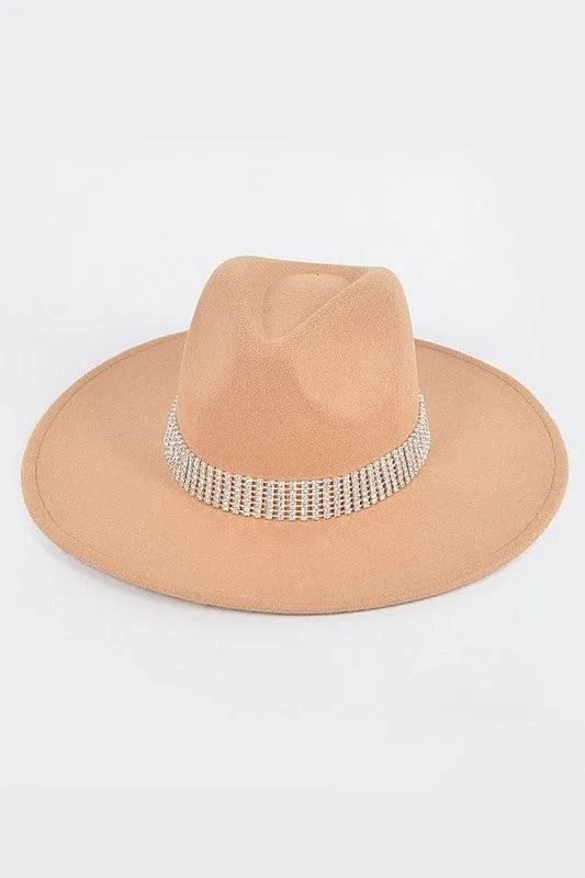 Faux Wool Hat W/Rhinestone
