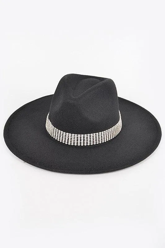 Faux Wool Hat W/Rhinestone
