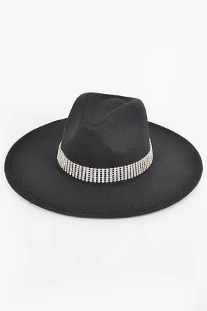 Faux Wool Hat W/Rhinestone