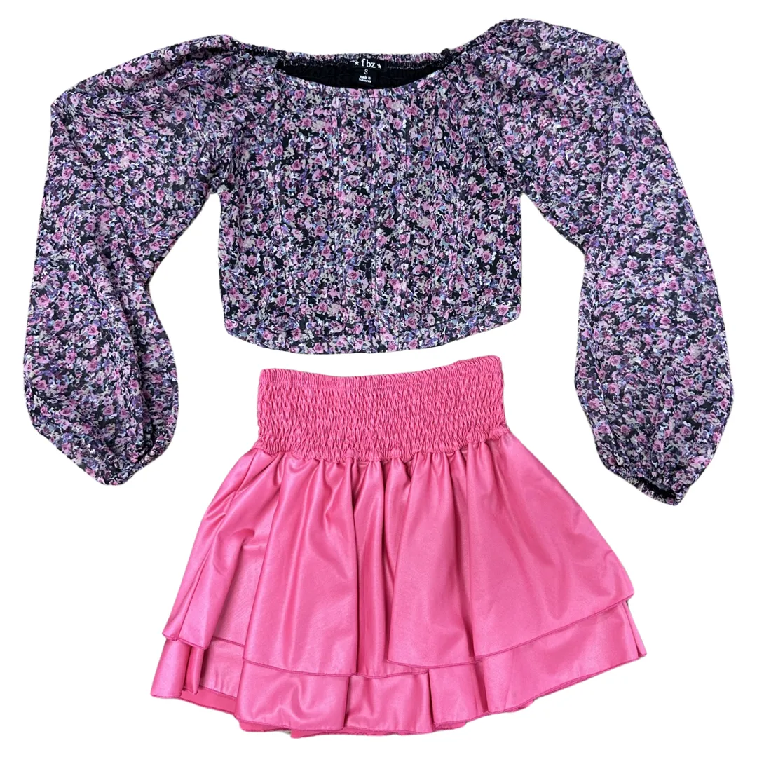 FBZ Fuchsia Pleather Skirt