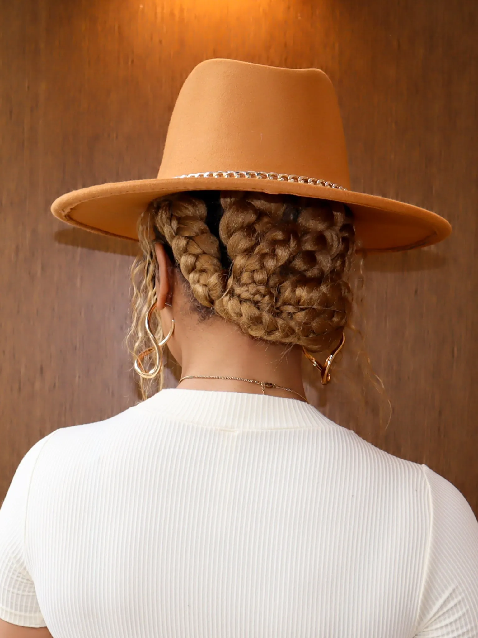 Fedora Hat || Yellow with Chain Detail
