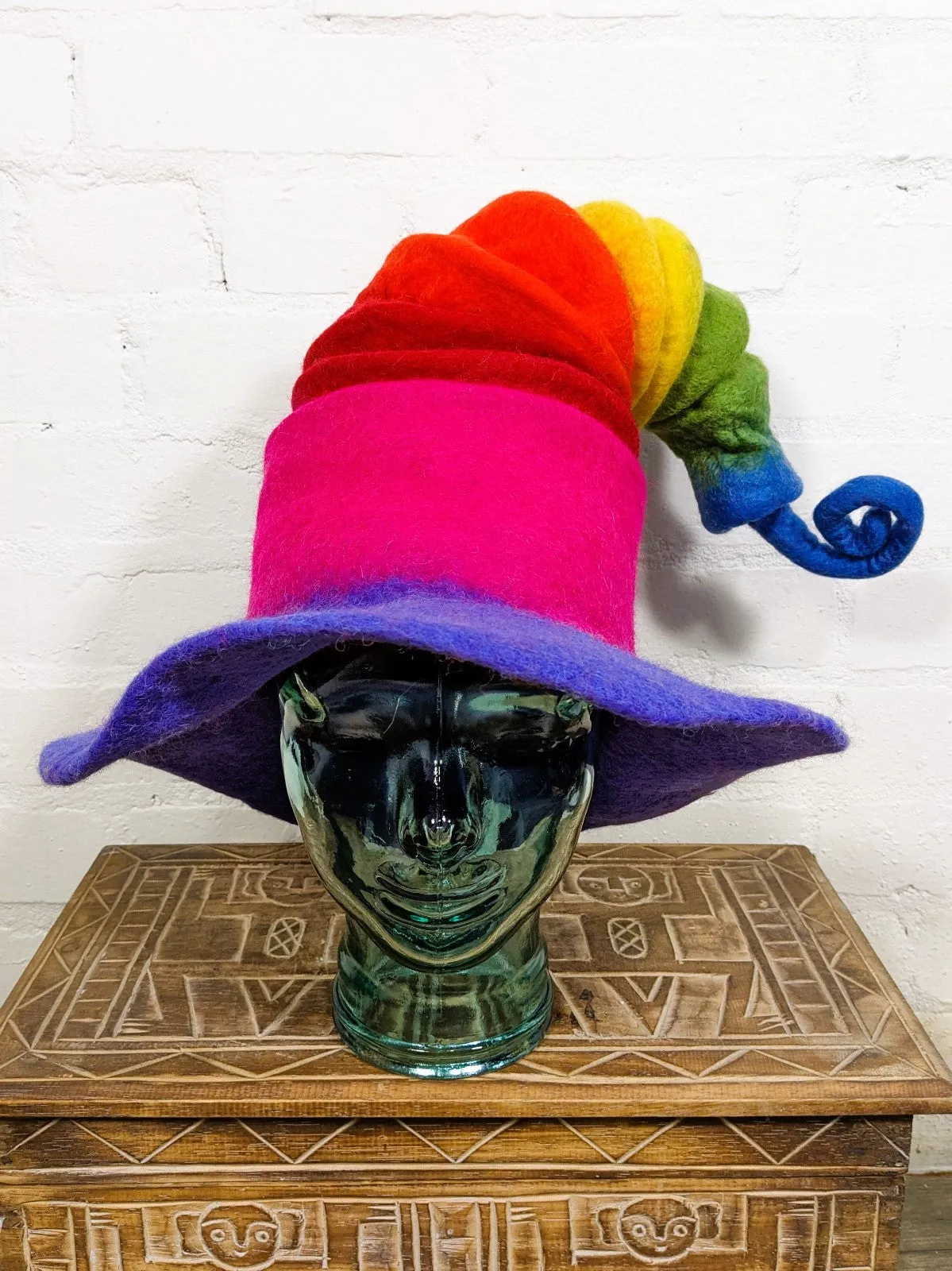 Felt Rainbow Concertina Hat