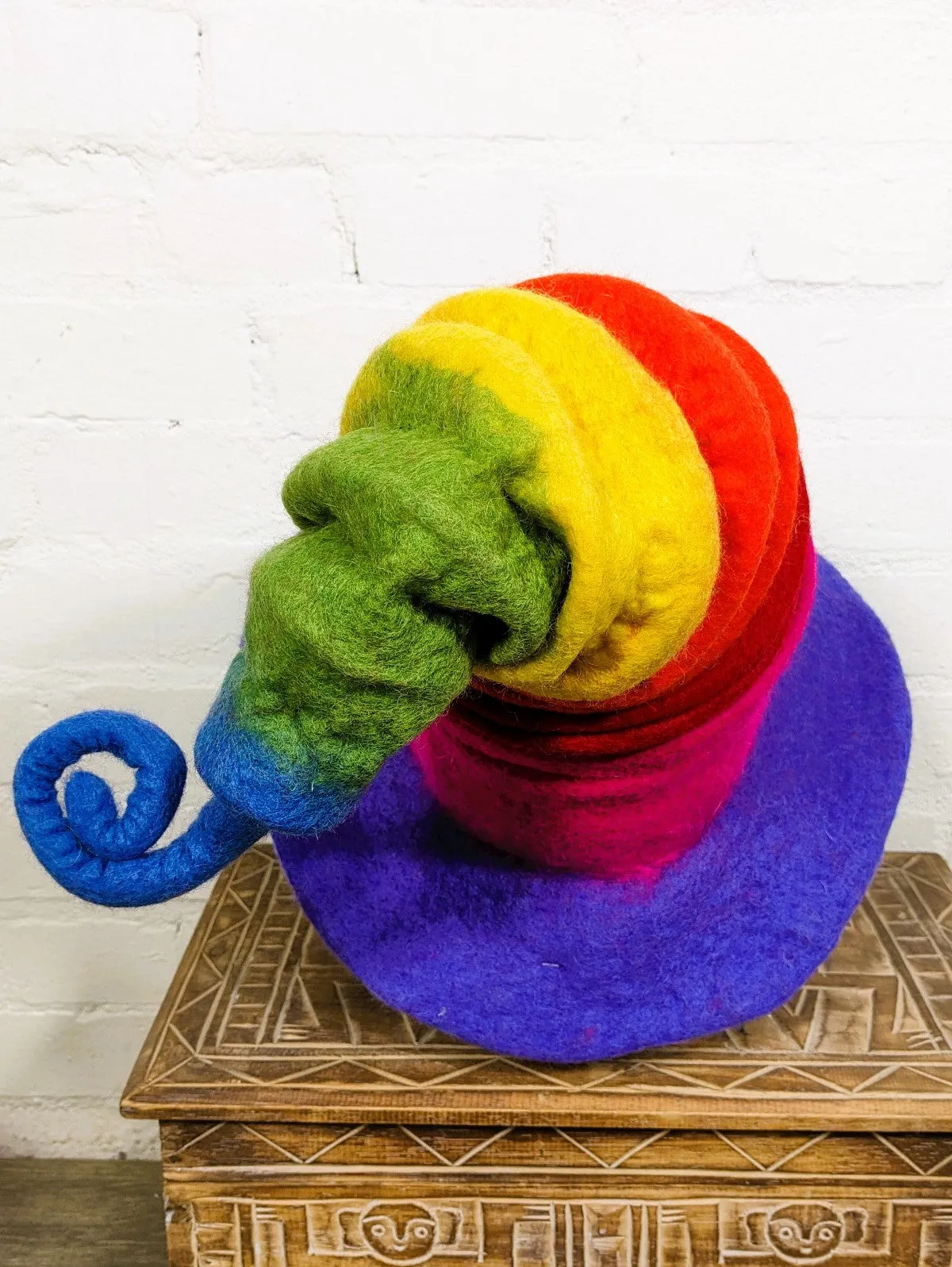 Felt Rainbow Concertina Hat