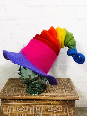 Felt Rainbow Concertina Hat