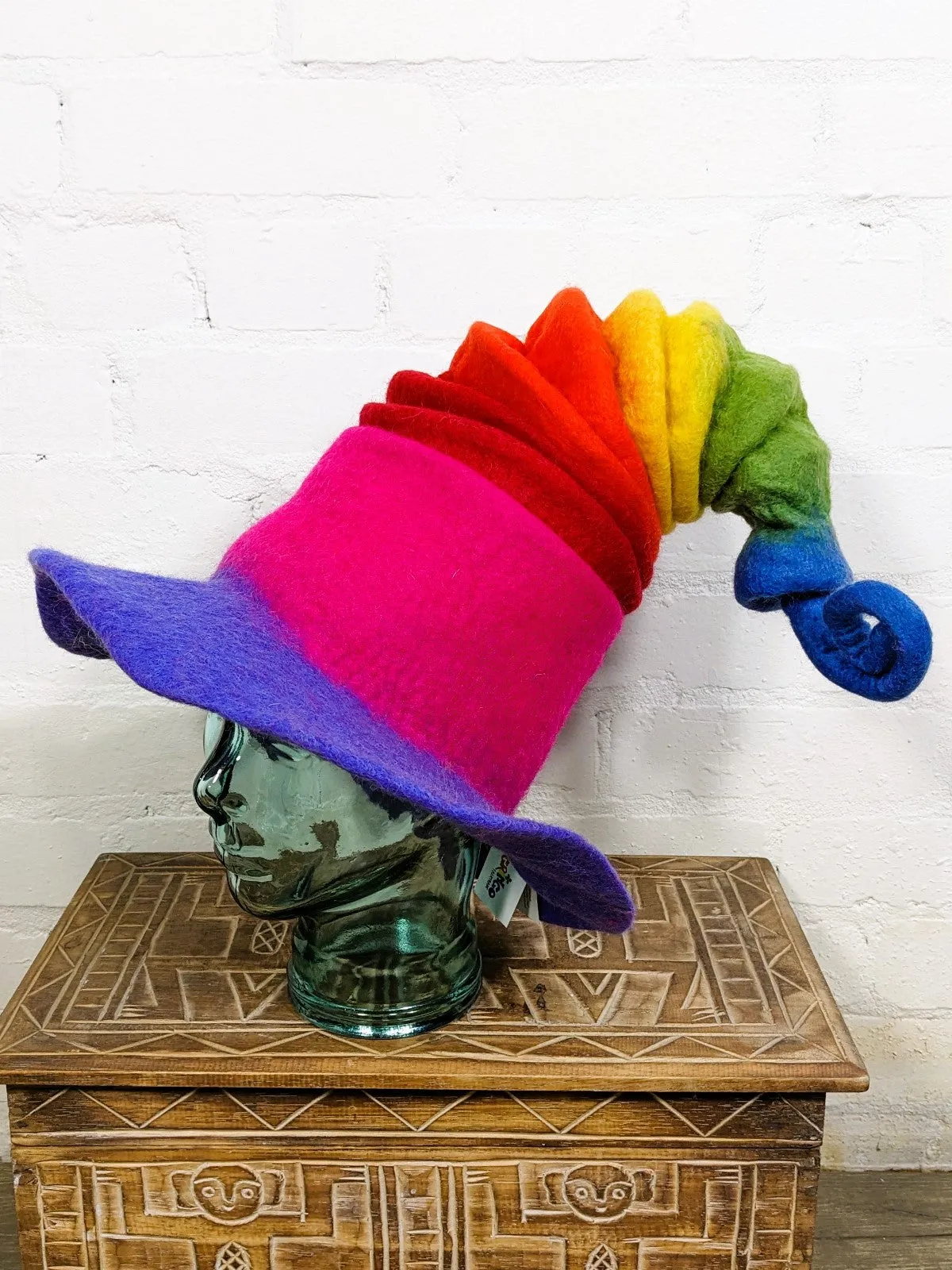 Felt Rainbow Concertina Hat