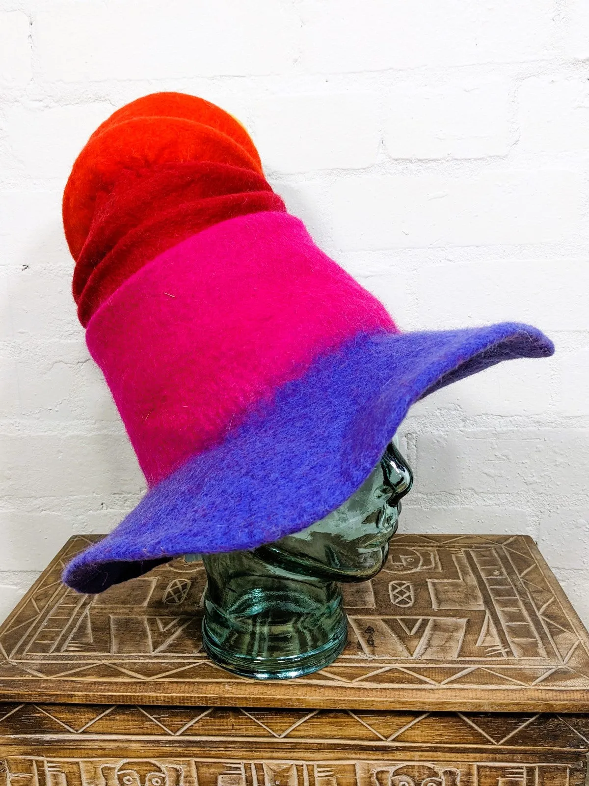 Felt Rainbow Concertina Hat
