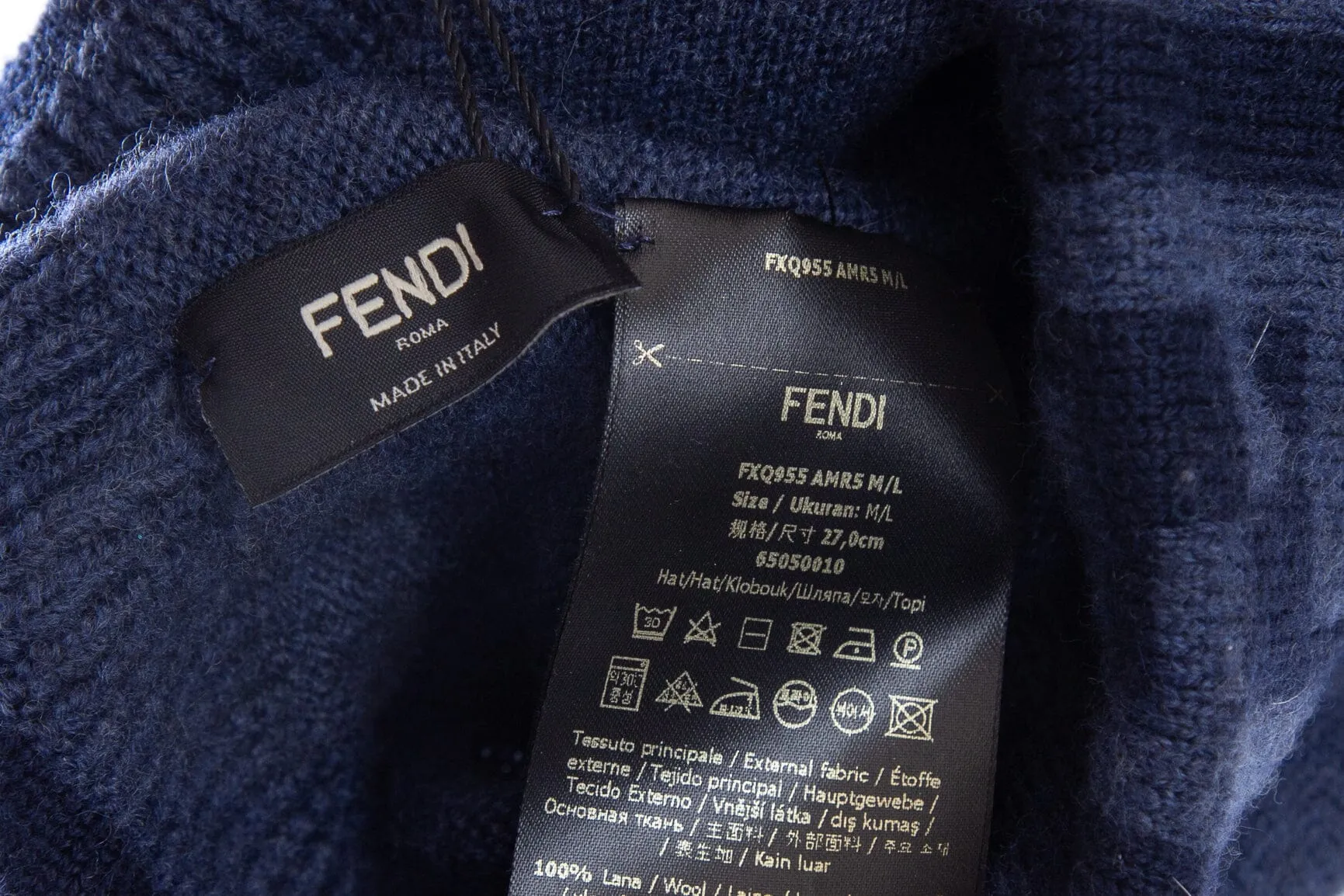 Fendi Blue Knit Zucca Print Hat/Beanie