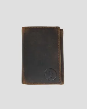 Flag Man Badge Trifold Glove Leather Wallet - Oak