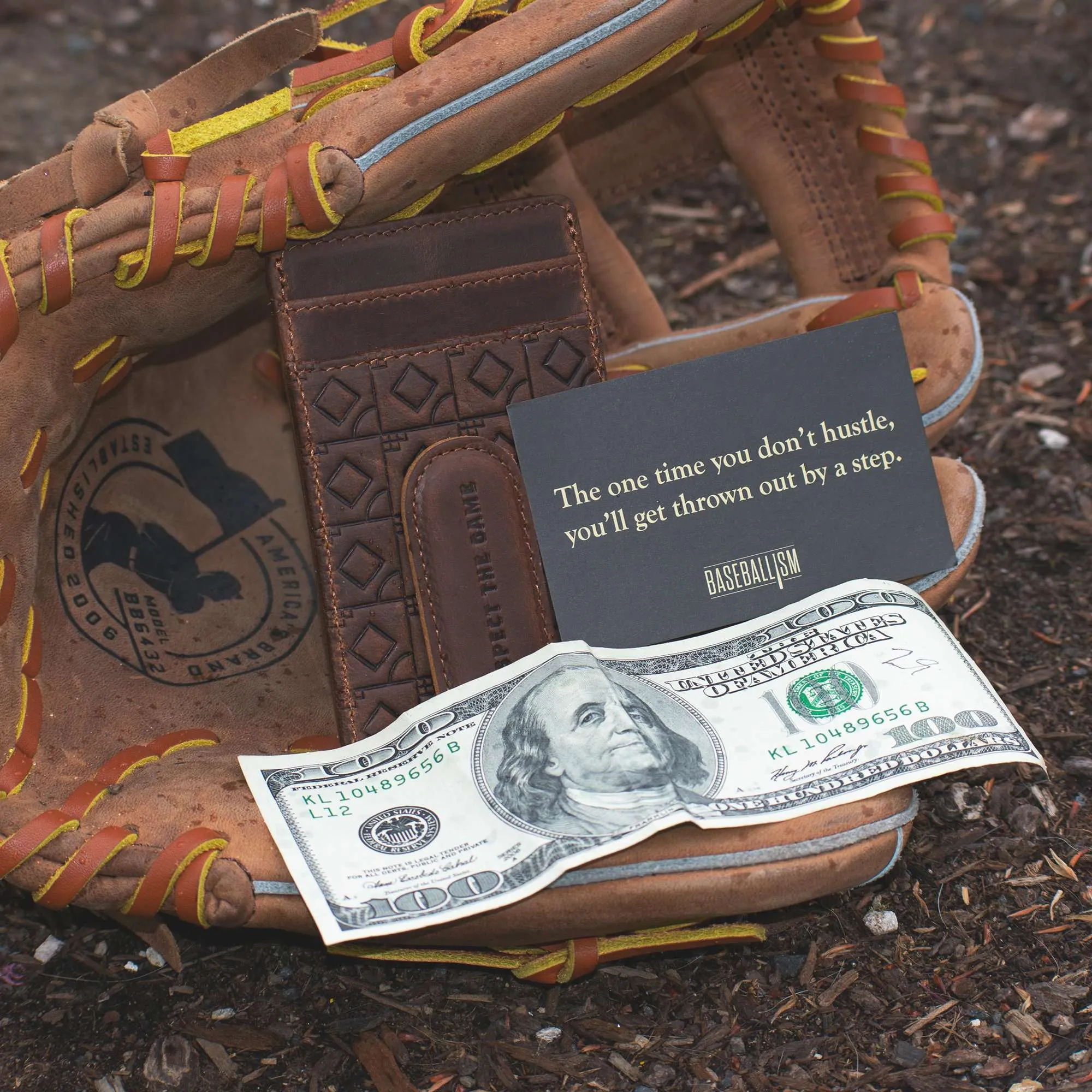 Flag Man Money Clip Wallet - Glove Leather