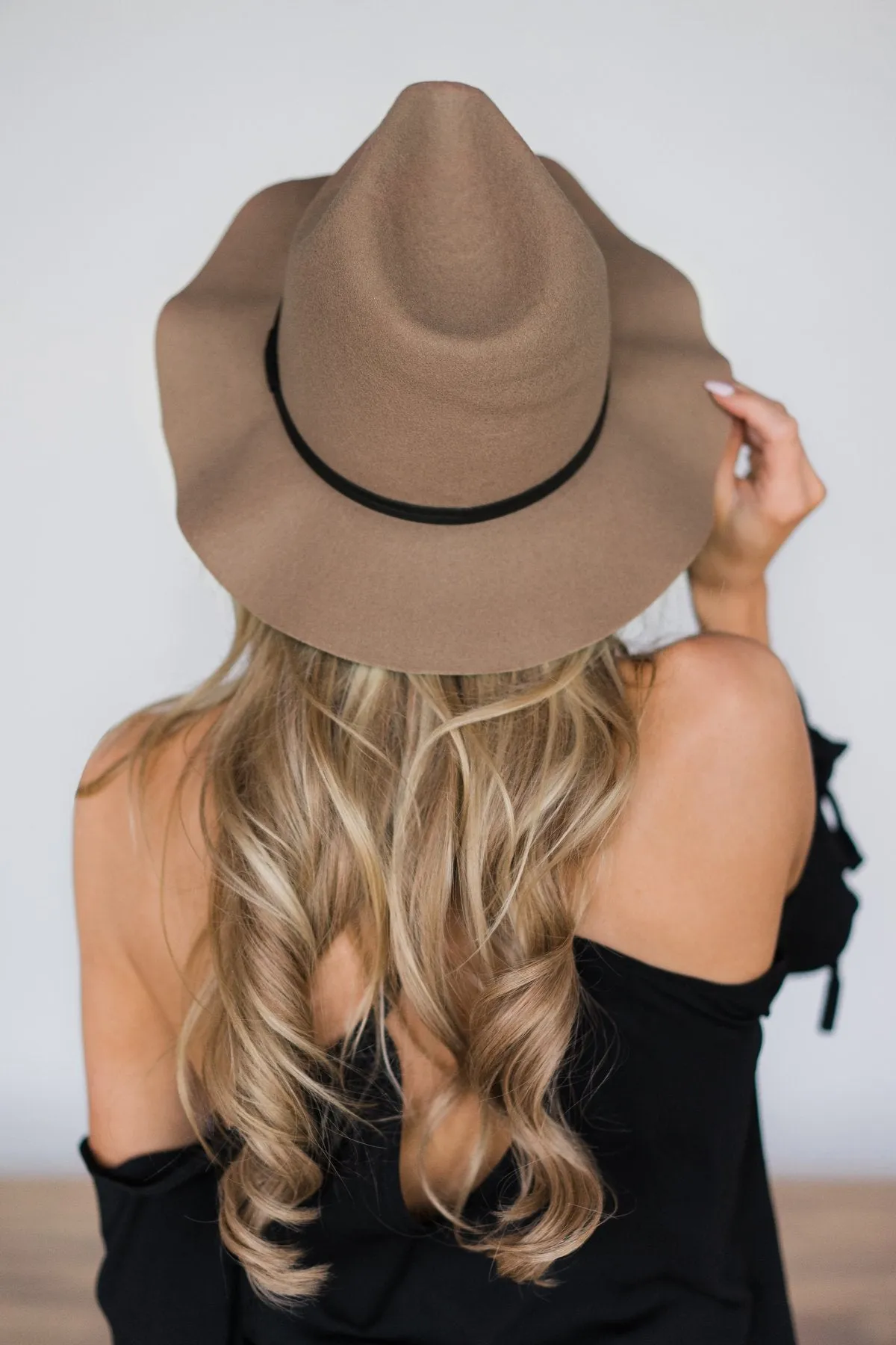 Floppy Brimmed Felt Fedora- Brown