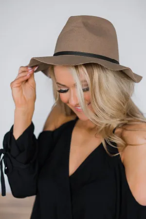 Floppy Brimmed Felt Fedora- Brown