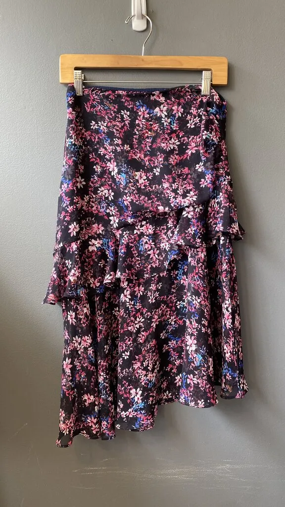 Floral Asymmetrical Midi Skirt