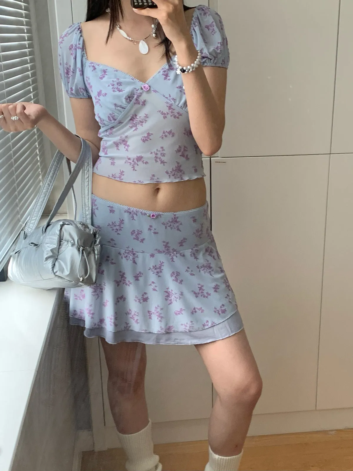 floral mini skirt