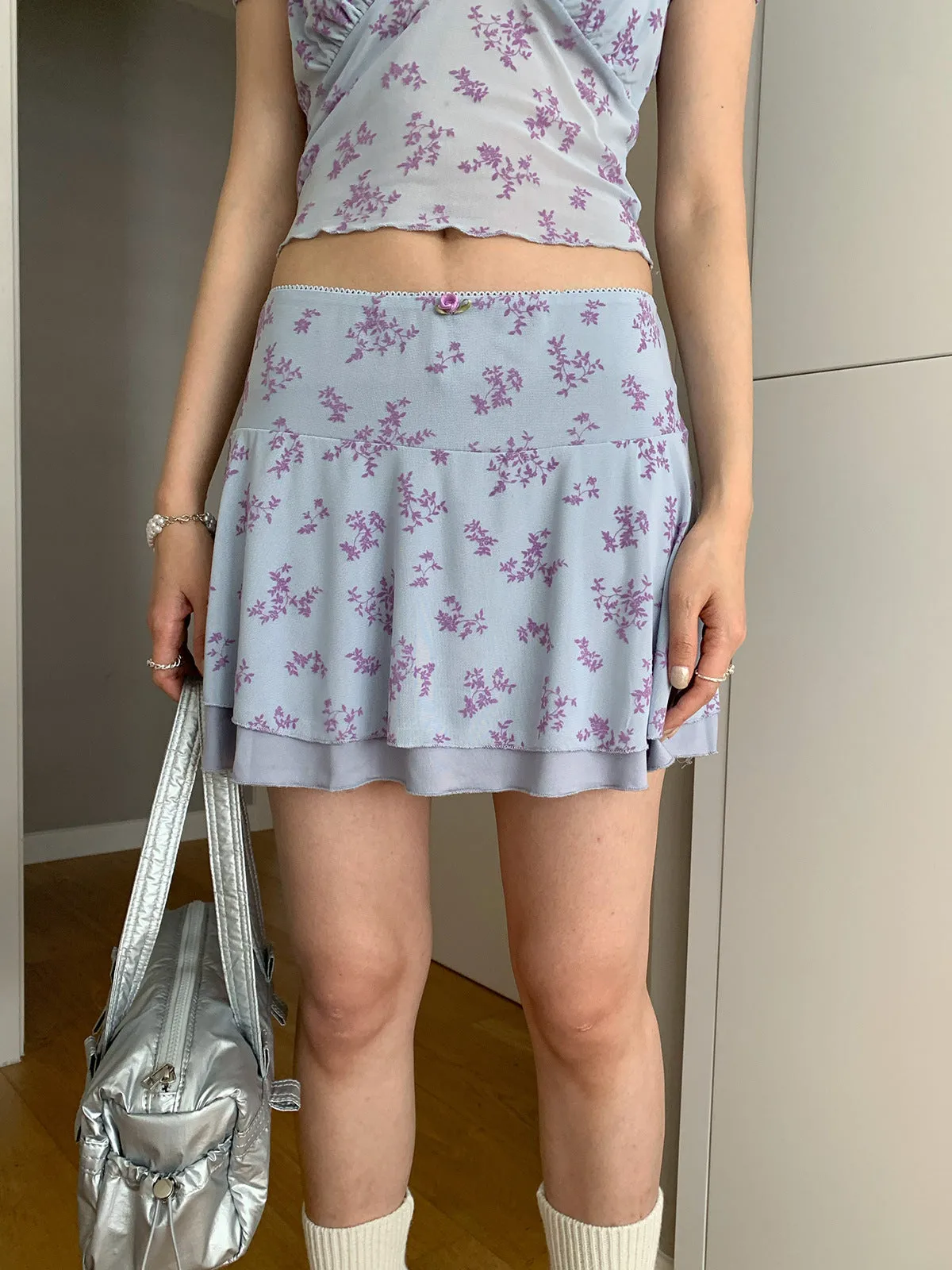 floral mini skirt