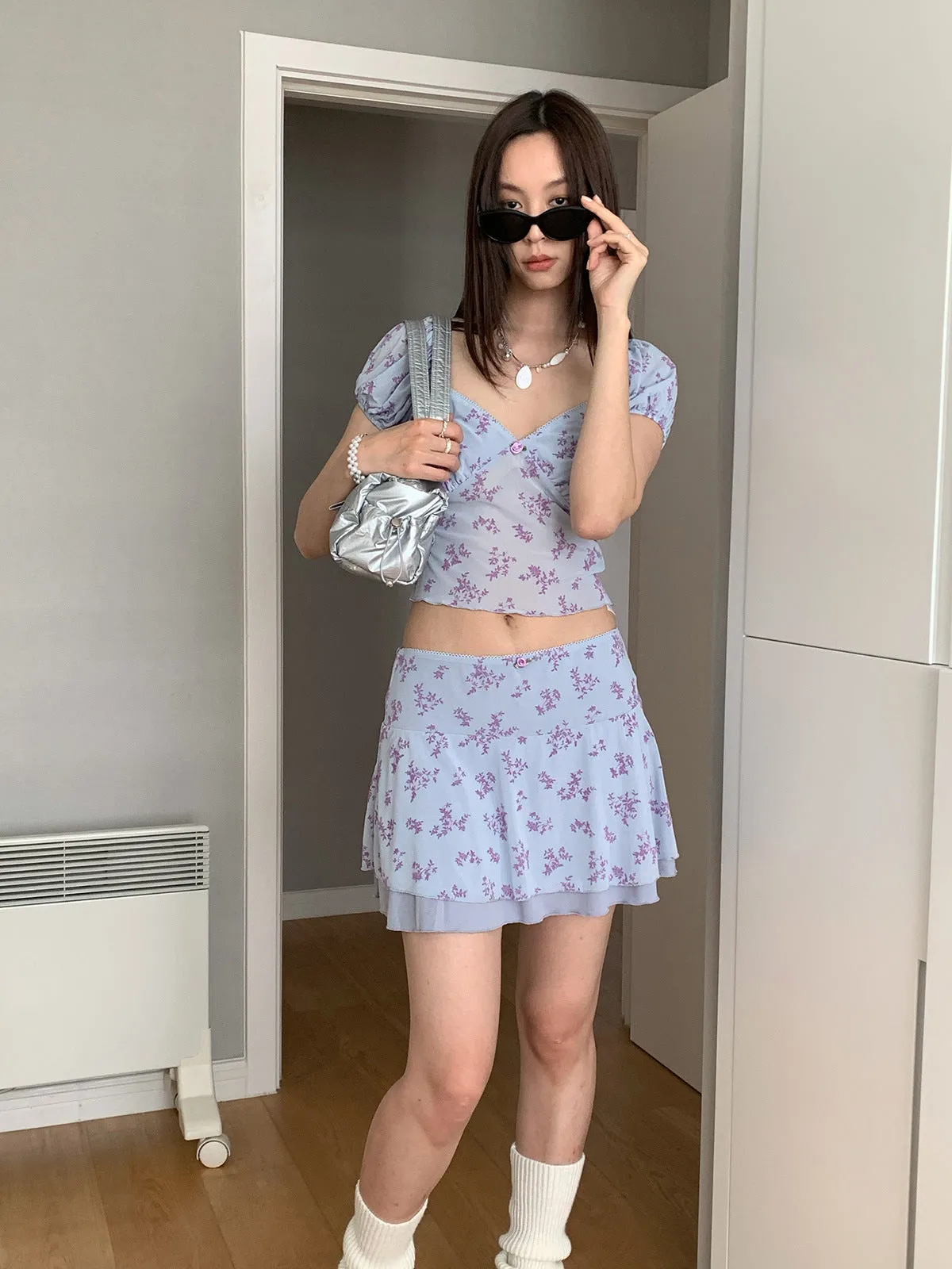 floral mini skirt