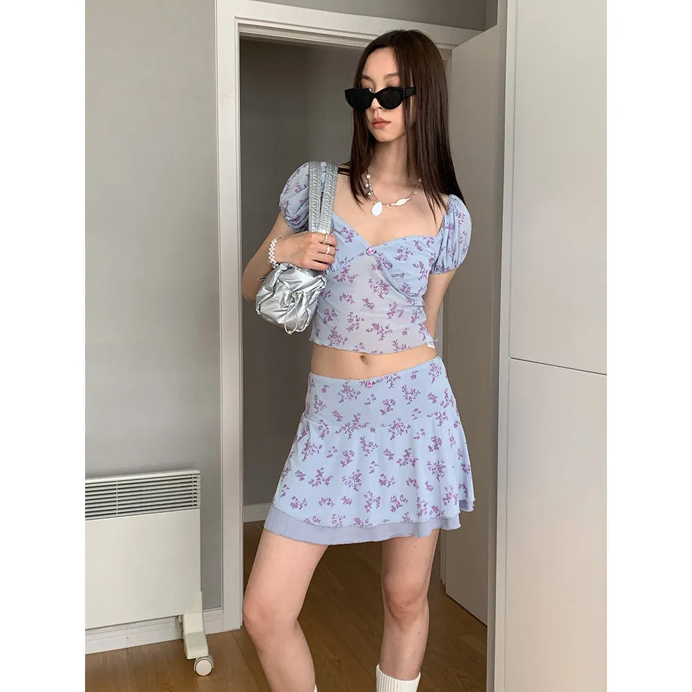 floral mini skirt