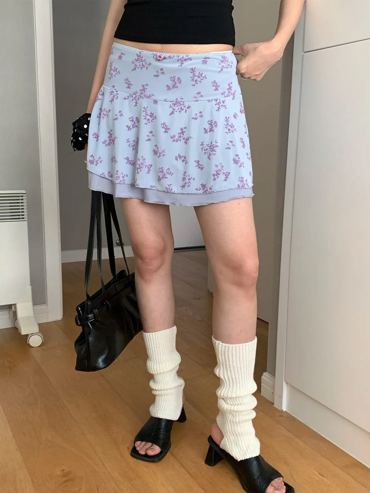 floral mini skirt
