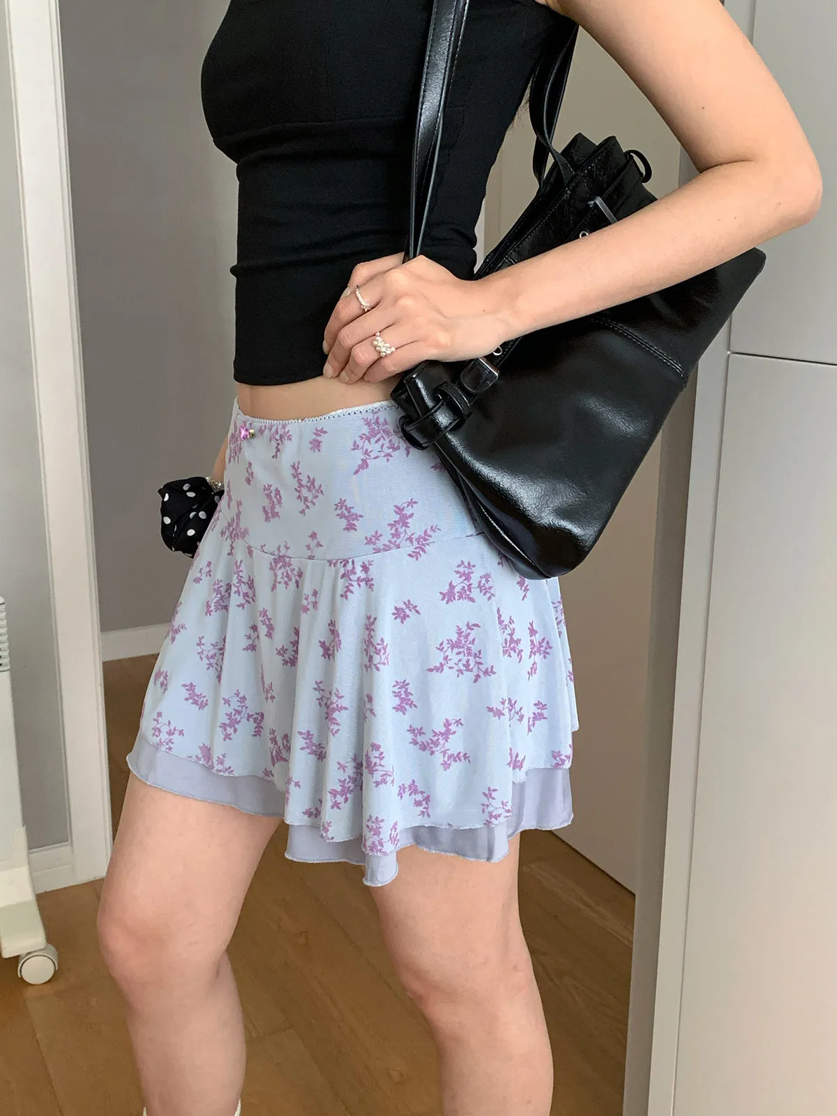 floral mini skirt