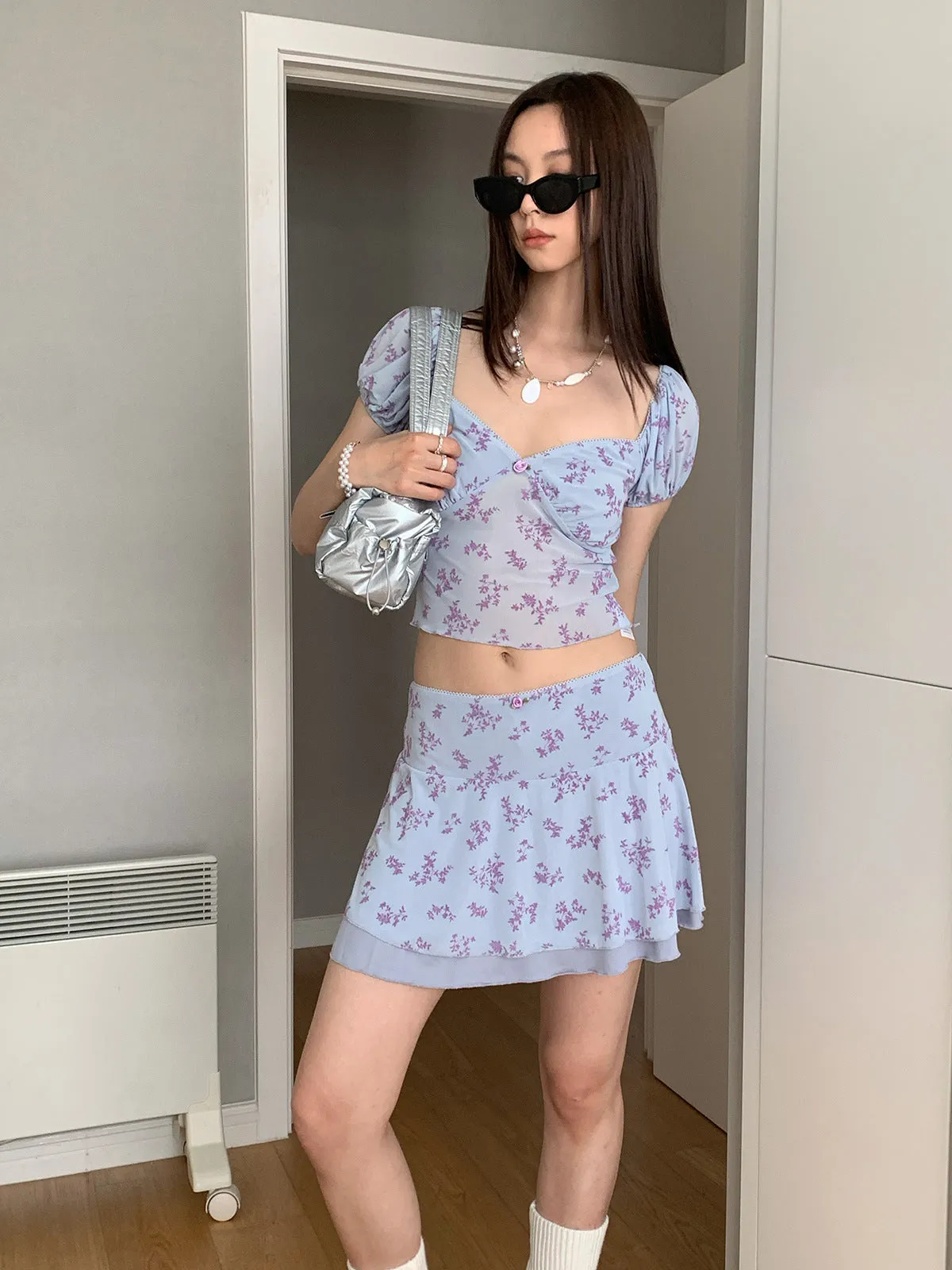 floral mini skirt