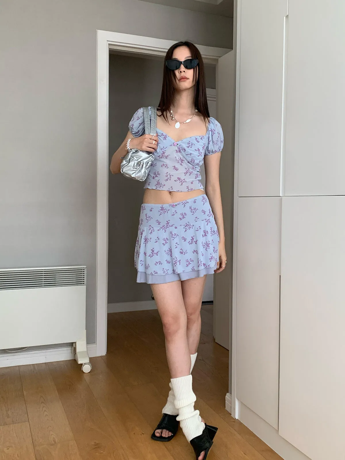 floral mini skirt