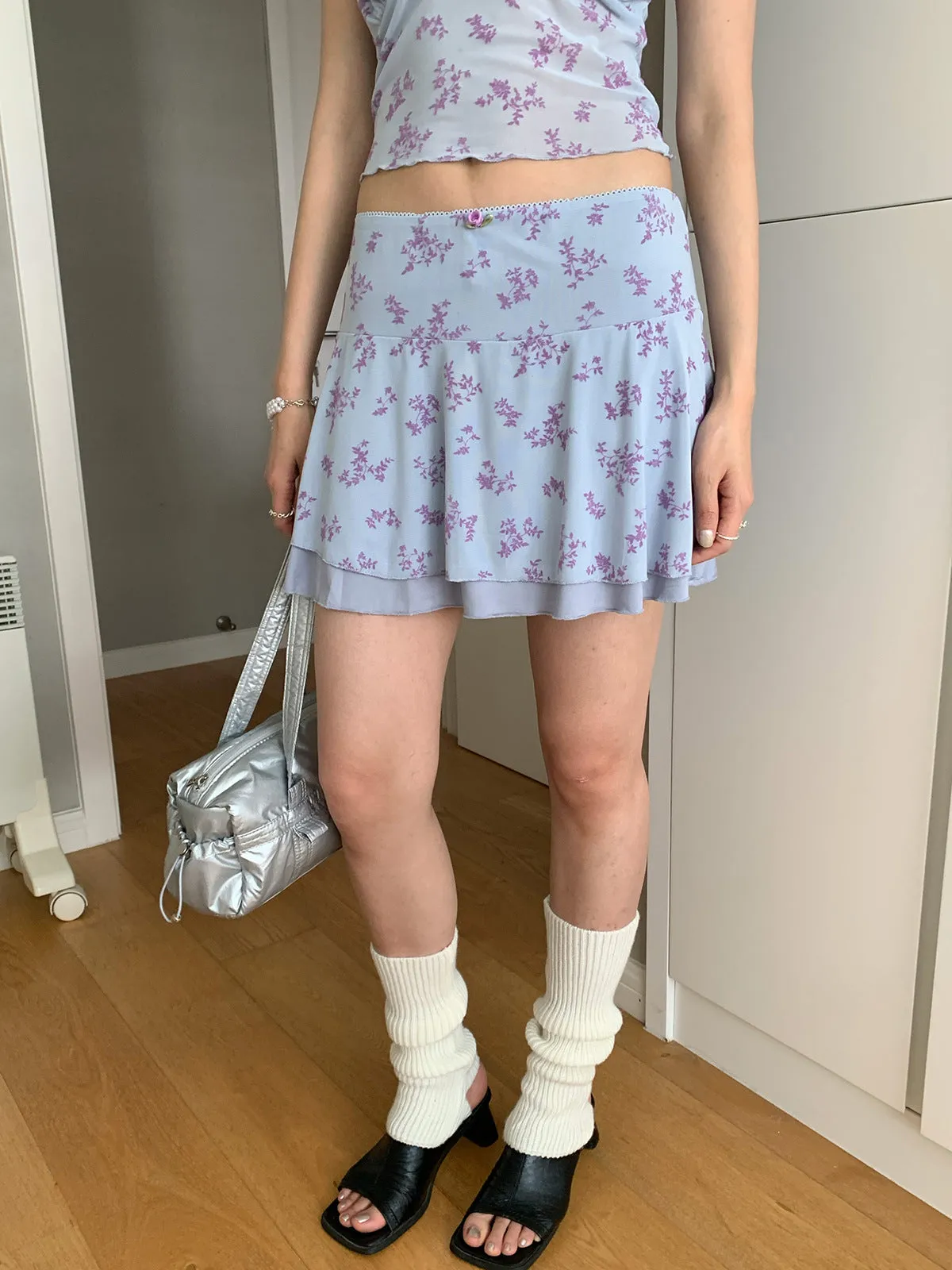 floral mini skirt