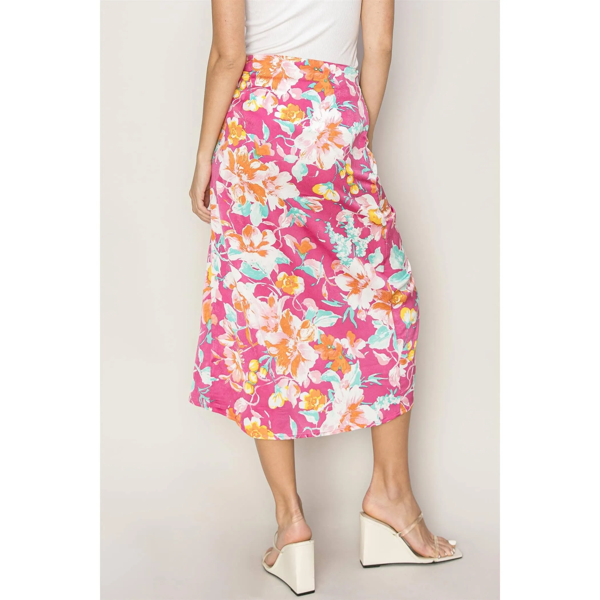 Floral Print Wrap and Tie Skirt