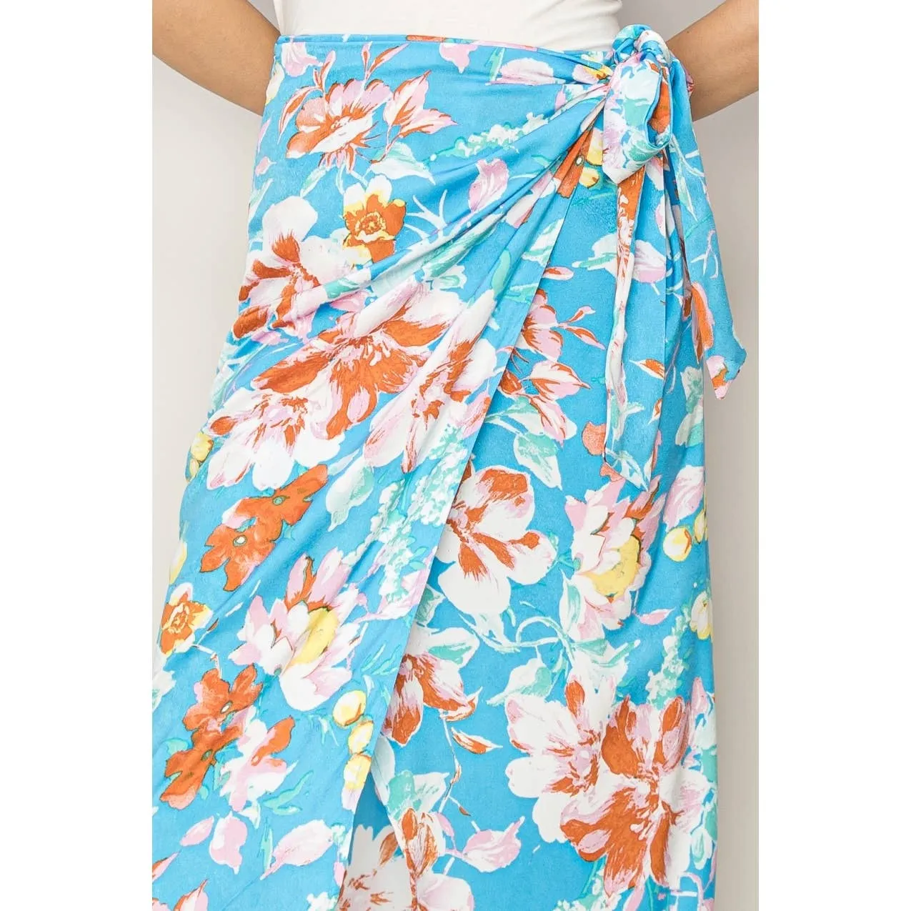 Floral Print Wrap and Tie Skirt