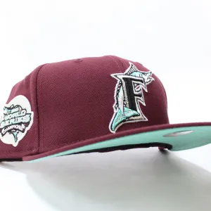 Florida Marlins 2003 World Series New Era 59Fifty Fitted Hat (Maroon Teal Under brim)