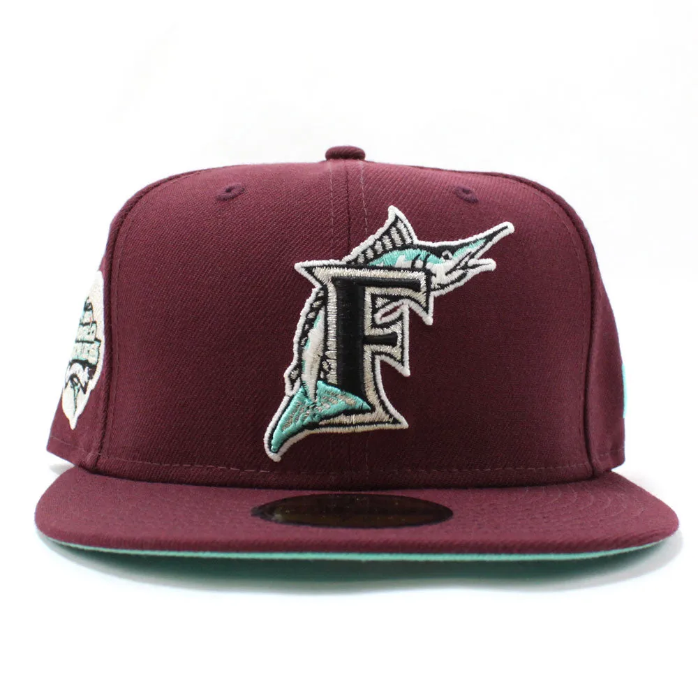 Florida Marlins 2003 World Series New Era 59Fifty Fitted Hat (Maroon Teal Under brim)
