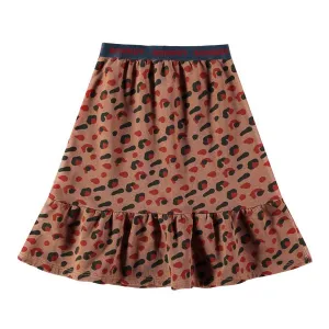 Frill leopard wood long skirt by Bonmot