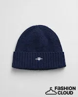 Gant Sheild wool beanie Juniper, Marine and Wine