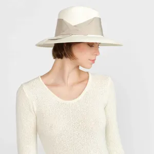 Gardenia Hat in White/Taupe